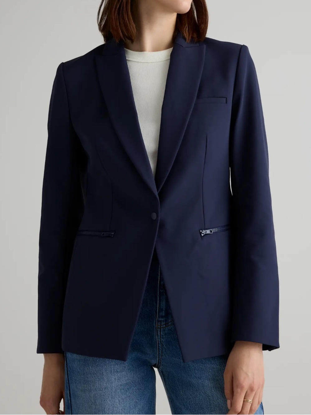 New Quince Scuba Single-Breasted Convertible Blazer
